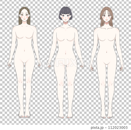 A woman with different skeleton seen from the front - naked ver. 112023003