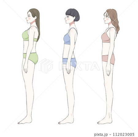 横から見た骨格別の女性　下着ver 112023005