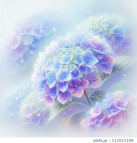 霧の中の紫陽花 - パステル調イラストのイラスト素材 [112023106] - PIXTA
