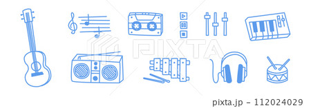 Music Object and Instrument Blue Line Element Vector Set Music Object and Instrument Blue Line Element Vector Set 112024029