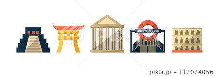 Travel Time with City Landmark and Attraction Vector Set 112024056