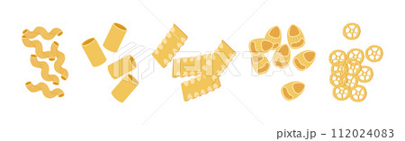 Wheat Pasta of Different Shape and Type Vector Set 112024083