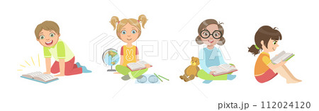 Smart Children Reading Book Study and Learning Vector Set Smart Children Reading Book Study and Learning Vector Set 112024120