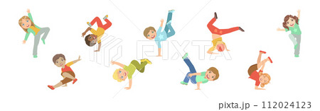 Energetic Children Dancing Moving to Music Rhythm Vector Set 112024123