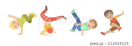 Energetic Children Dancing Moving to Music Rhythm Vector Set 112024125