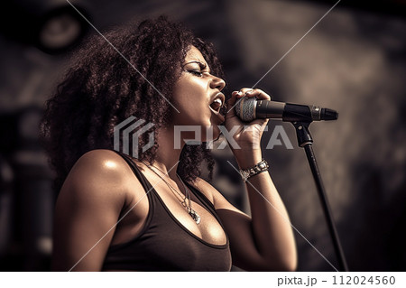 Enticing Singer Engaging Audience in Performance 112024560