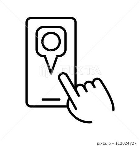 Mobile with location mark or navigation sign. Concept of geo location and travel guide. GPS navigation symbol. Mobile with location mark or navigation sign. Concept of geo location and travel guide. GPS navigation symbol. 112024727