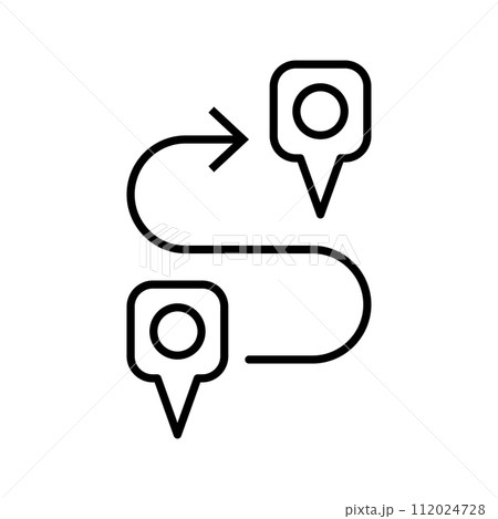 Map, route, gps distance, roadmap icon. Geolocation map path distance. Pictogram. 112024728