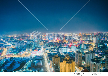 中国 黒竜江省 ハルビン　龍塔からの夜景　 112025300