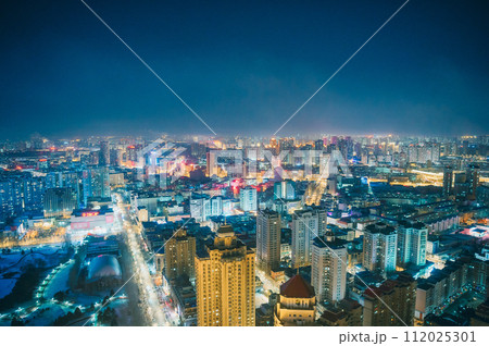 中国 黒竜江省 ハルビン　龍塔からの夜景　 112025301