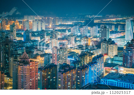 中国 黒竜江省 ハルビン 龍塔からの夜景 中国 黒竜江省 ハルビン 龍塔からの夜景 112025317