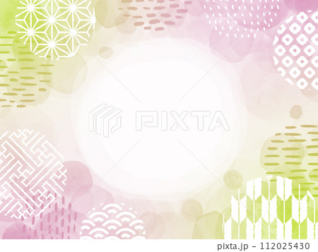 秋・敬老の日　水彩風の和柄 背景 112025430