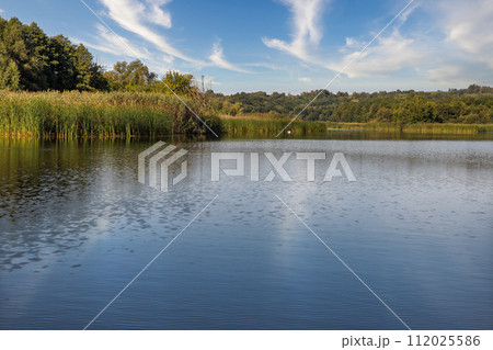 Quiet Ros river in summer, Ukraine 112025586