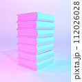 3D illustration of stack of books, holographic style. 112026028