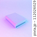 3D illustration of stack of books, holographic style. 112026029