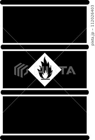 Metal Barrel with Flammable Substance Icon. Vector Illustration. 112026403