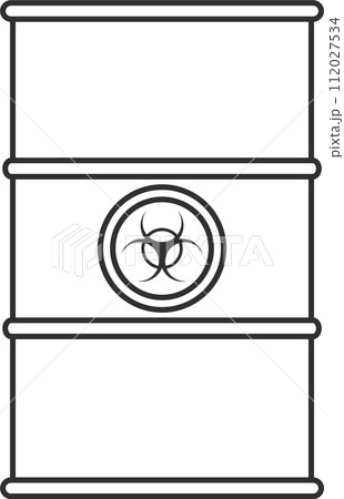 Metal Barrel with Biohazard Hazard Substance Icon. Vector Illustration. 112027534