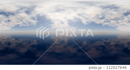 Aerial view of the sky and clouds from an airplane 3d render illustration 360 panorama vr environment map 112027646