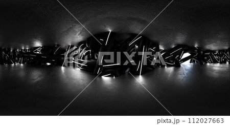 Surreal black and white tunnel interior vision of urban underpass 360 panorama vr environment map Surreal black and white tunnel interior vision of urban underpass 360 panorama vr environment map 112027663