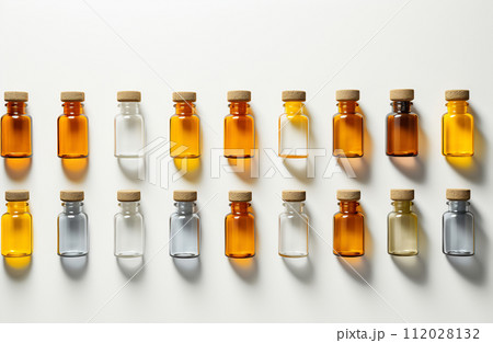 Gradient Tones of Liquid Samples in Glass Vials Gradient Tones of Liquid Samples in Glass Vials 112028132
