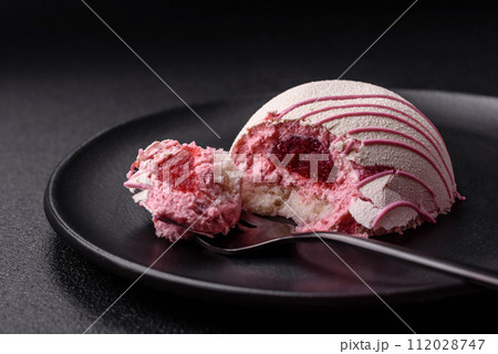 Delicious sweet colorful mochi desserts or ice cream with rice dough and toppings 112028747