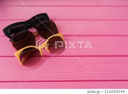 Summer abstract background mockup sunglasses fashionable 112029144