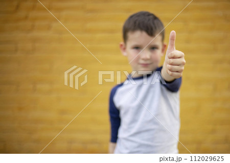 Boy Giving Thumbs Up to Camera 112029625