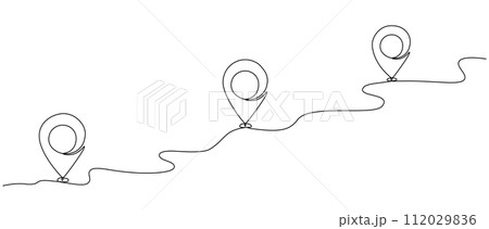 Single line editable line map symbol, location point for business. Pin location, geosign of a line continuous drawing . Vector illustration for delivery services. 112029836