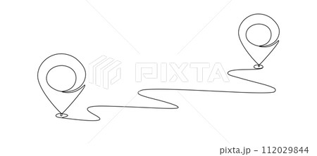 Single line line map symbol, location point for business. Pin location, geosign of a editable line continuous drawing . Gps navigation and Travel concept. Vector illustration for delivery services. 112029844