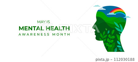 Mental Health Awareness Month. Raising awareness of depression campaign. Abstract head profile 112030188