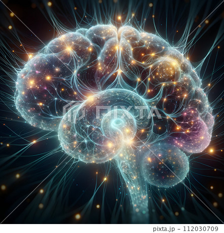 AI-generated content. A conceptual representation of the human brain. 112030709