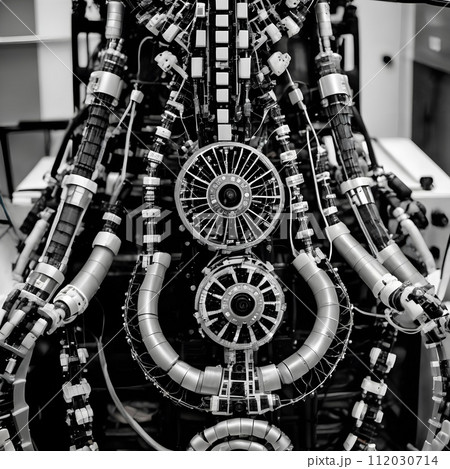 AI-generated content. A complex mechanical system which is part of a larger machine. 112030714