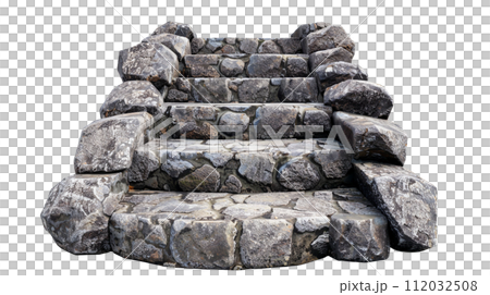 Ancient Stone Stairs isolated on transparent background. AI Generated Ancient Stone Stairs isolated on transparent background. AI Generated 112032508