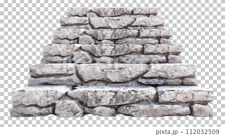 Ancient Stone Stairs isolated on transparent background. AI Generated Ancient Stone Stairs isolated on transparent background. AI Generated 112032509