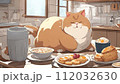 朝ごはん時間のにゃんこ 112032630