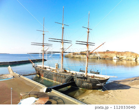 早春の北海道江差町で開陽丸博物館の風景を撮影 112033040