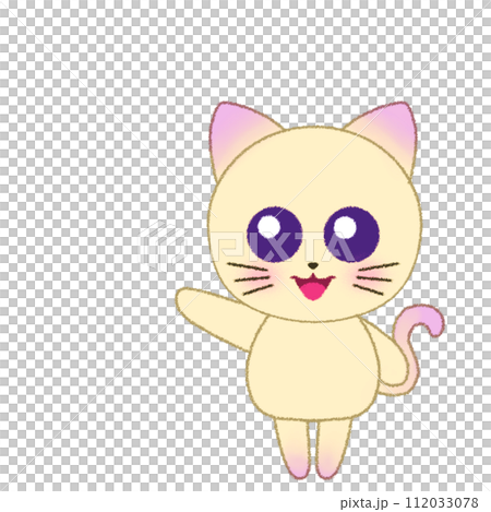 Crayon illustration of a cat raising its hand Crayon illustration of a cat raising its hand 112033078