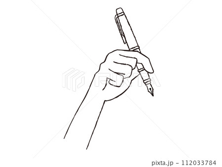 万年筆を持つ手 白塗り 手書き風イラスト 万年筆を持つ手 白塗り 手書き風イラスト 112033784