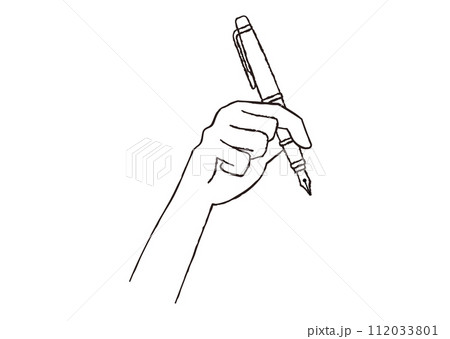 万年筆を持つ手 手描き風線画イラスト 万年筆を持つ手 手描き風線画イラスト 112033801