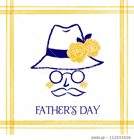 父の日のタイトルと線描きのイラスト 112033826