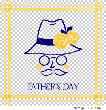 父の日のタイトルと線描きのイラスト 112033826