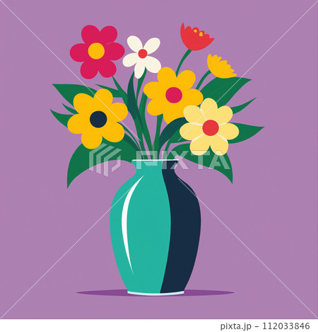 花瓶に生けた花のイラストのイラスト素材 [112033846] - PIXTA