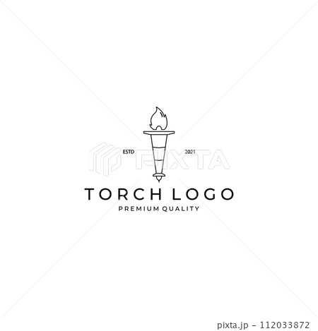 Icon Torch Logo Vector Illustration Design Line...のイラスト素材 [112033872 ...