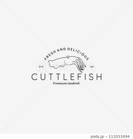 Cuttlefish Restaurant Logo Vector Illustration Design Line Art Fish Cuttlefish Restaurant Logo Vector Illustration Design Line Art Fish 112033894