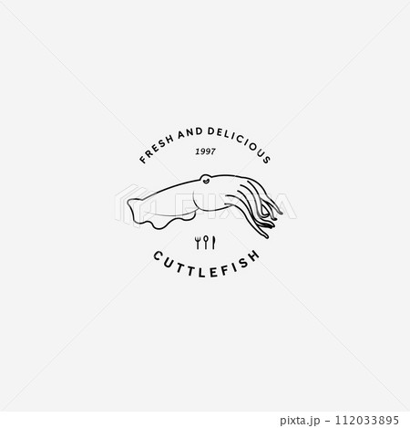 Cuttlefish Restaurant Logo Vector Illustration Design Line Art Fish Cuttlefish Restaurant Logo Vector Illustration Design Line Art Fish 112033895