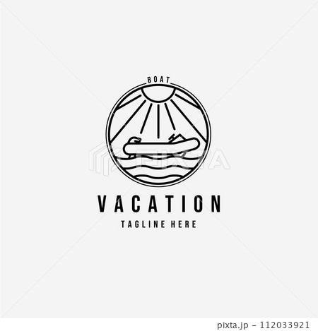 Line Art Boat Ocean Vacation Logo Vector Illustration Design Line Art Boat Ocean Vacation Logo Vector Illustration Design 112033921