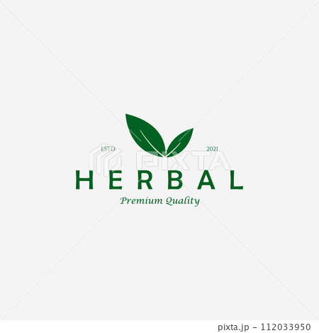 Herbal Leaf Logo Vector Illustration Design Vintage Icon Creative Nature 112033950