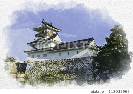 水彩画風　富山城　富山市郷土博物館　富山県富山市 112033962