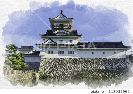 水彩画風 富山城 富山市郷土博物館 富山県富山市 水彩画風 富山城 富山市郷土博物館 富山県富山市 112033963