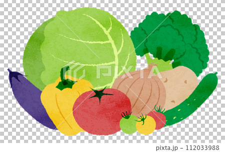アナログ風の野菜の集合のイラスト 112033988